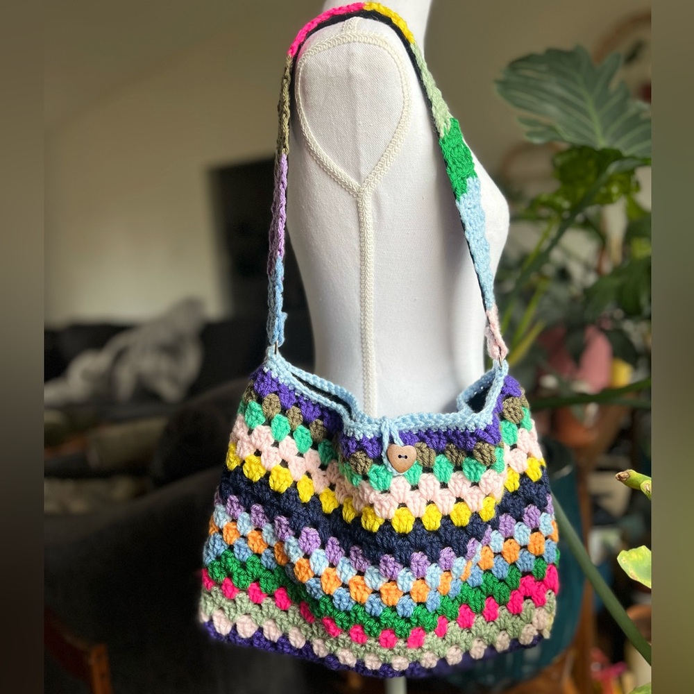 Colorful Crochet Shoulder Bag